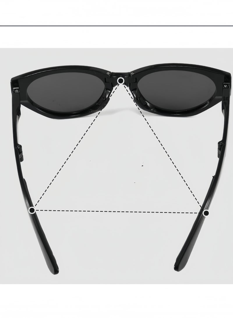 2025 Fashion Sunscreen and UV Protection Sunglasses, Foldable, Women's Sunglasses with Cat Eye Design, Fashion Small Frame Sunshade, Black - Image 4