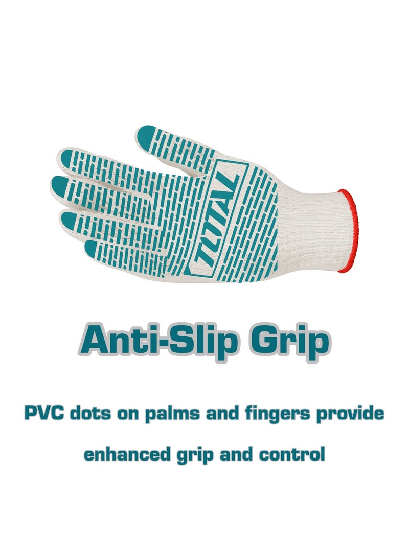TOTAL Total Knitted Work Gloves with PVC Dots - Durable, Anti-Slip Grip Gloves for Industrial and General Use - Image 2