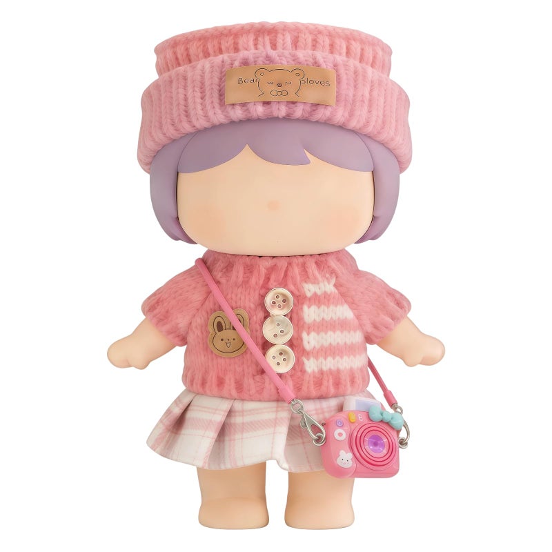 VVQUI Clothes for LABUBU 17cm Doll NO Doll 4Piece Set Collection Hat Sweater Skirt Mini Camera Outfit for LABUBU Premium Dolls Accessories for LABUBU Pink - Image 3