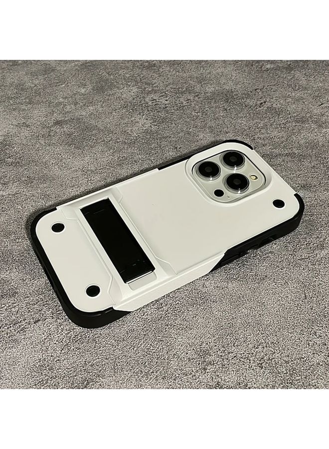 غطاء هاتف iPhone 13 Pro الفاخر المدرع الهجين مع حامل قابلة للطي وغطاء واقي مضاد للصدمات باللون الأسود - Image 5