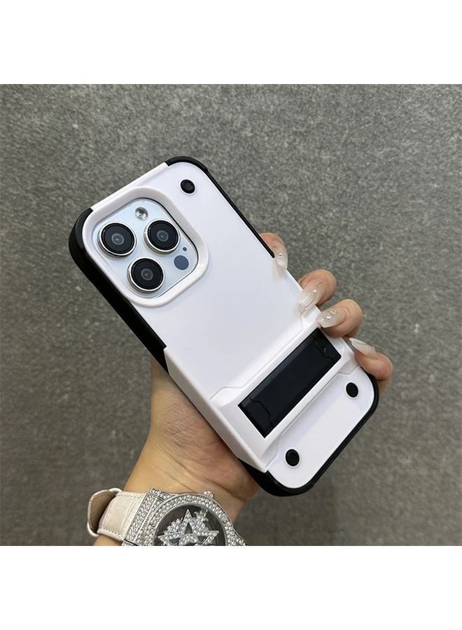 غطاء هاتف iPhone 13 Pro الفاخر المدرع الهجين مع حامل قابلة للطي وغطاء واقي مضاد للصدمات باللون الأسود - Image 4