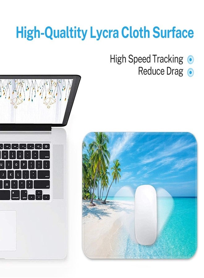 Semtomn Ocean Tropical Beach Square Mouse Pad 9.5" x 7.9", Sea Blue Summer for Notebooks Desktop Computers Office Supplies with Non-Slip Rubber Base Mouse Pad for Gaming, Working, Studying - Image 5