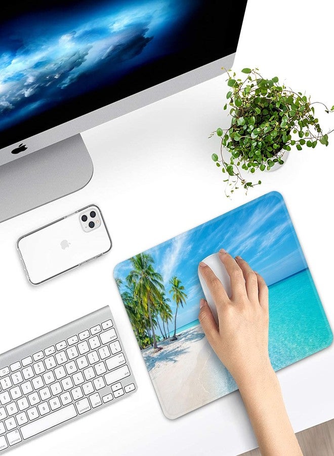 Semtomn Ocean Tropical Beach Square Mouse Pad 9.5" x 7.9", Sea Blue Summer for Notebooks Desktop Computers Office Supplies with Non-Slip Rubber Base Mouse Pad for Gaming, Working, Studying - Image 3