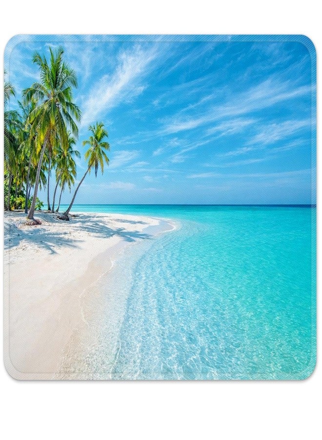 Semtomn Ocean Tropical Beach Square Mouse Pad 9.5" x 7.9", Sea Blue Summer for Notebooks Desktop Computers Office Supplies with Non-Slip Rubber Base Mouse Pad for Gaming, Working, Studying - Image 1