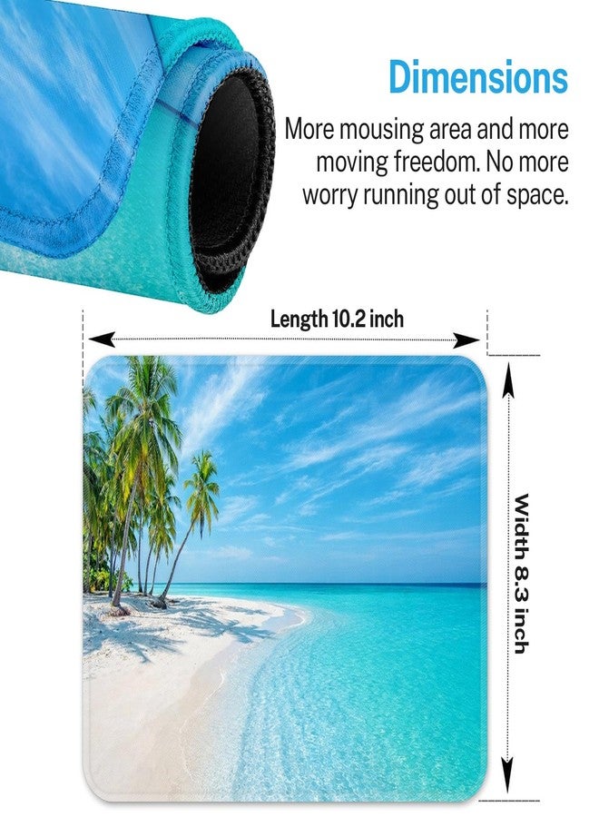 Semtomn Ocean Tropical Beach Square Mouse Pad 9.5" x 7.9", Sea Blue Summer for Notebooks Desktop Computers Office Supplies with Non-Slip Rubber Base Mouse Pad for Gaming, Working, Studying - Image 2