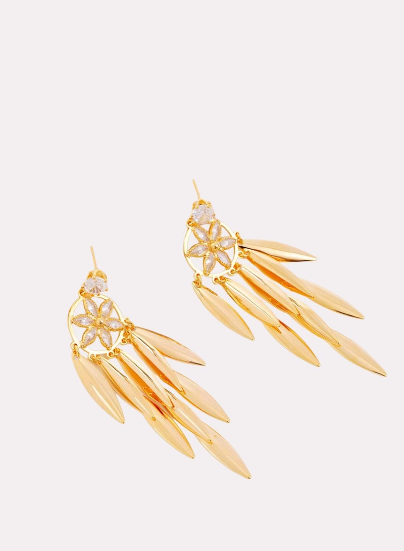 فاشون أقراط مثقوب مع بتلات دائرية مطرزة الصفصاف المعلقات - Image 1