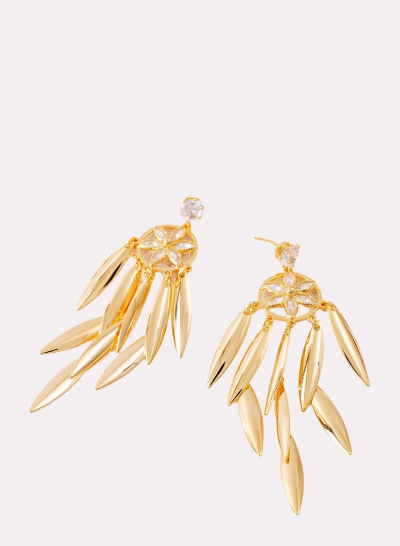 فاشون أقراط مثقوب مع بتلات دائرية مطرزة الصفصاف المعلقات - Image 2