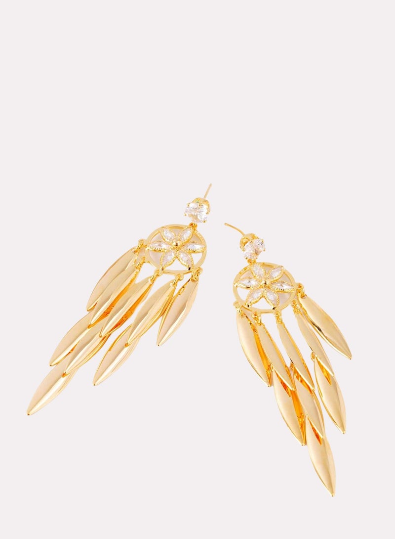 فاشون أقراط مثقوب مع بتلات دائرية مطرزة الصفصاف المعلقات - Image 3