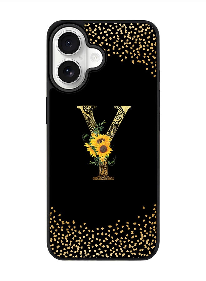 Stylizedd iPhone 17 Case, [Compatible with MagSafe] Slim Magnetic cover Phone Case iPhone 17 -Custom Floral Monogram - Y ( Black ) - Image 1