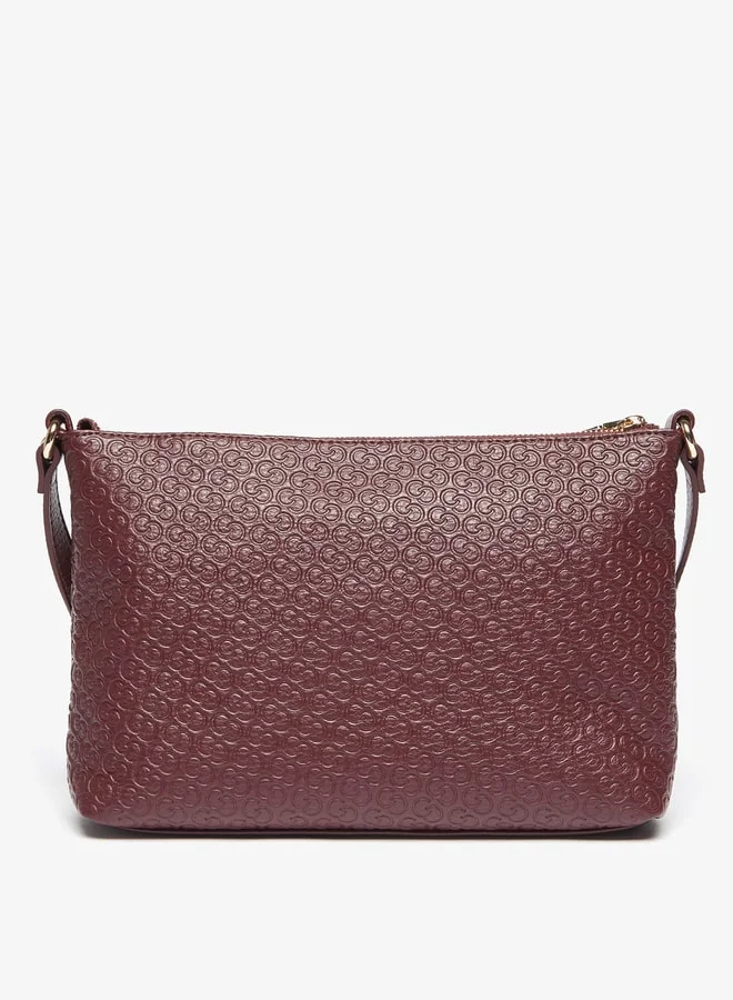 سيليست Women All-Over Monogram Embossed Crossbody Bag with Adjustable Strap and Zip Closure