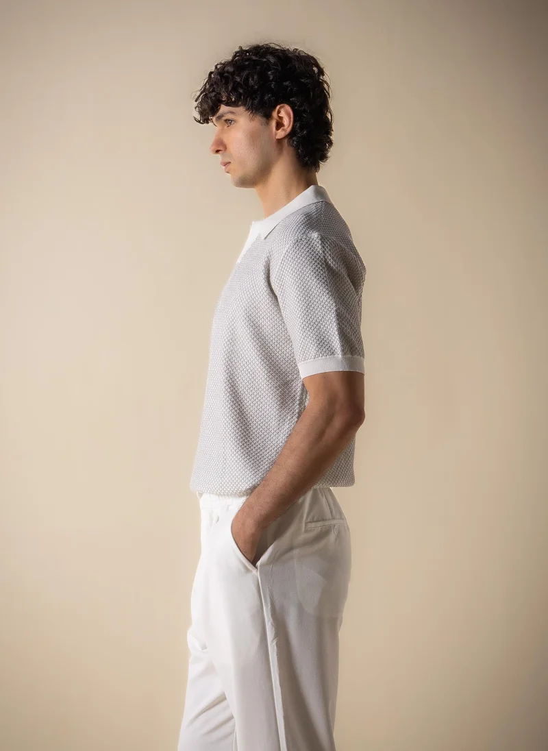Shapes White TEXTURED CONTRAST POLO SHIRT for Men | Best Price UAE