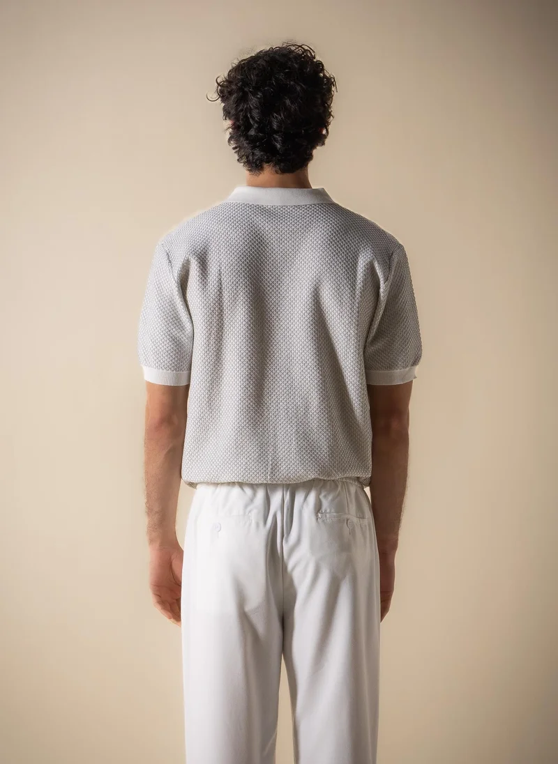 Shapes White TEXTURED CONTRAST POLO SHIRT for Men | Best Price UAE
