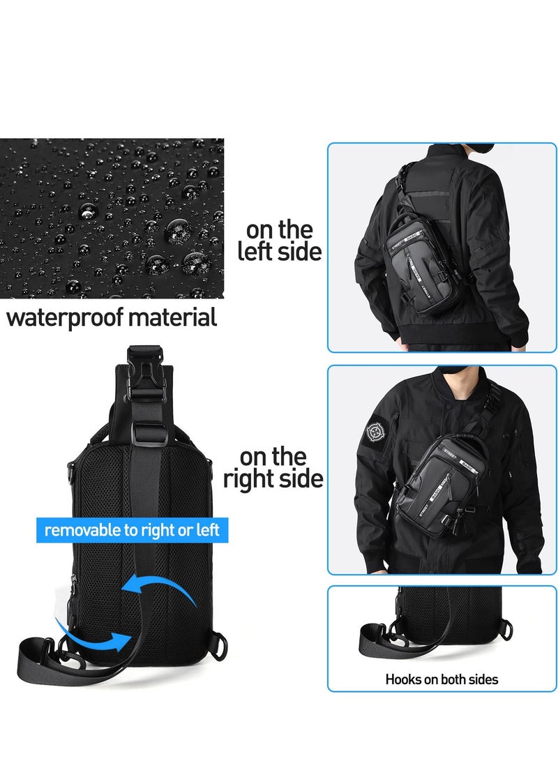 SYOSI Sling Bag For Men Shoulder Crossbody, Backpack Waterproof Gadget Organizer Chest Bag For Travel Bag Anti-Theft Side Chest Bag With USB Charging Port & External Mobile Zipper Pocket. - Image 5
