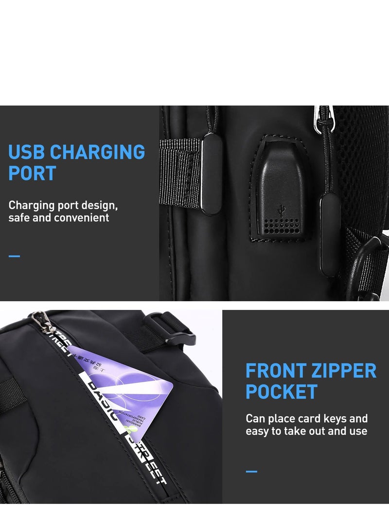 SYOSI Sling Bag For Men Shoulder Crossbody, Backpack Waterproof Gadget Organizer Chest Bag For Travel Bag Anti-Theft Side Chest Bag With USB Charging Port & External Mobile Zipper Pocket. - Image 4