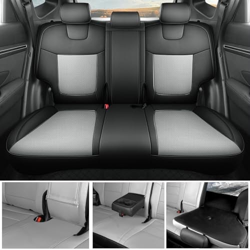 HKZ Custom Fit Leather Seat Covers for Hyundai Tucson Petrol 2022 2023 2024 2025 (XRT,SE,SEL,N Line,Limited) 5-Seats Fulls Set - Black+Grey - Image 2