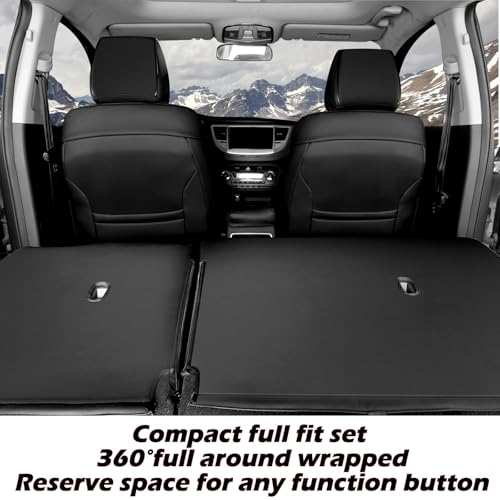 HKZ Custom Fit Leather Seat Covers for Hyundai Tucson Petrol 2022 2023 2024 2025 (XRT,SE,SEL,N Line,Limited) 5-Seats Fulls Set - Black+Grey - Image 4