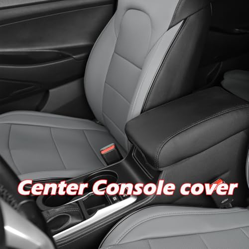 HKZ Custom Fit Leather Seat Covers for Hyundai Tucson Petrol 2022 2023 2024 2025 (XRT,SE,SEL,N Line,Limited) 5-Seats Fulls Set - Black+Grey - Image 5