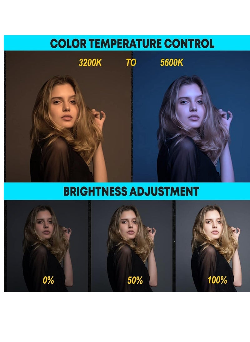 حلقة إضاءة ليد مع 3 أوضاع ألوان قابلة للتعتيم للتصوير لليوتيوب والتقاط الصور والفيديو والبث المباشر والمكياج ومدونات الفيديو (تشمل 3 حوامل + ريموت كنترول، حلقة 46 سم + حامل) - Image 5