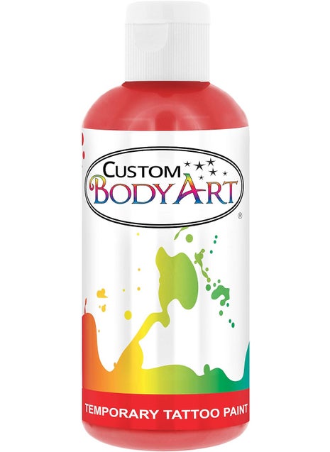 Custom Body Art 8-Ounce Red Temporary Airbrush Tattoo Body Art Paint Alcohol Based 