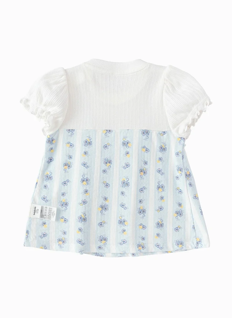 Balabala Baby Girls Round v-neck short-sleeved T-shirt