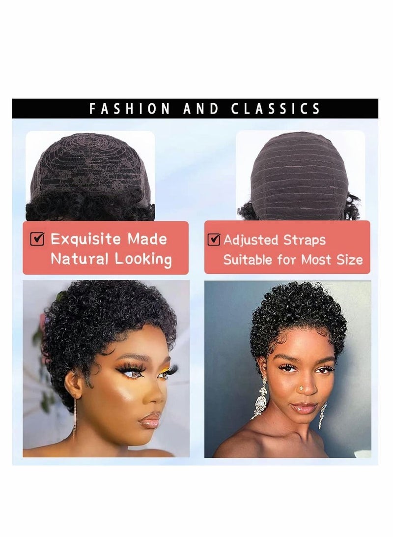 Y&D Short Afro Curl Pixie Wigs 100% Human Hair Wig Brazil Remy No Lace Boy Hairstyle Kinky Jerry Curly for Men And Women - Image 2