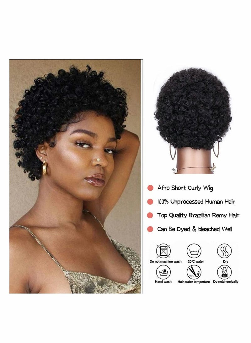 Y&D Short Afro Curl Pixie Wigs 100% Human Hair Wig Brazil Remy No Lace Boy Hairstyle Kinky Jerry Curly for Men And Women - Image 3