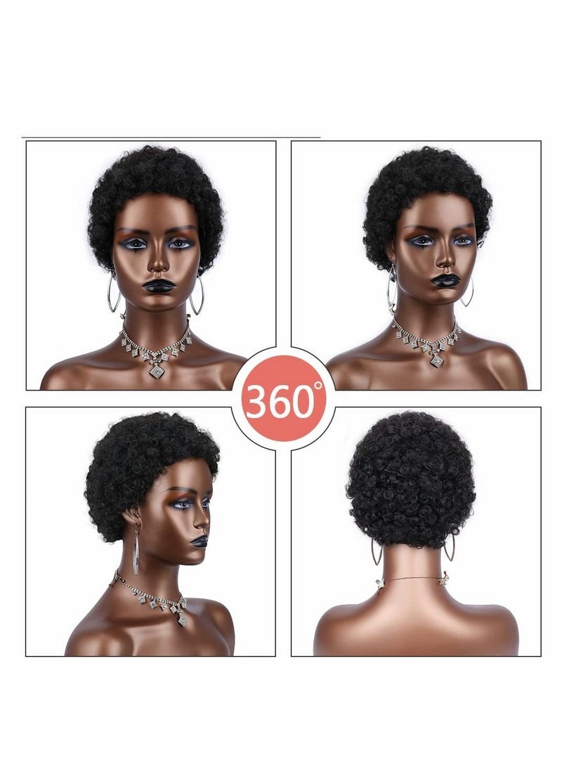 Y&D Short Afro Curl Pixie Wigs 100% Human Hair Wig Brazil Remy No Lace Boy Hairstyle Kinky Jerry Curly for Men And Women - Image 4