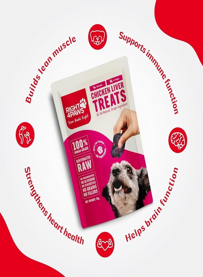 RIGHT4PAWS Chicken Liver Treats - 100% Natural & Raw, Gently Dehydrated, Grain-Free, Human-Grade Animal Meat for Dogs, 70g (Pack of 3) - Image 5