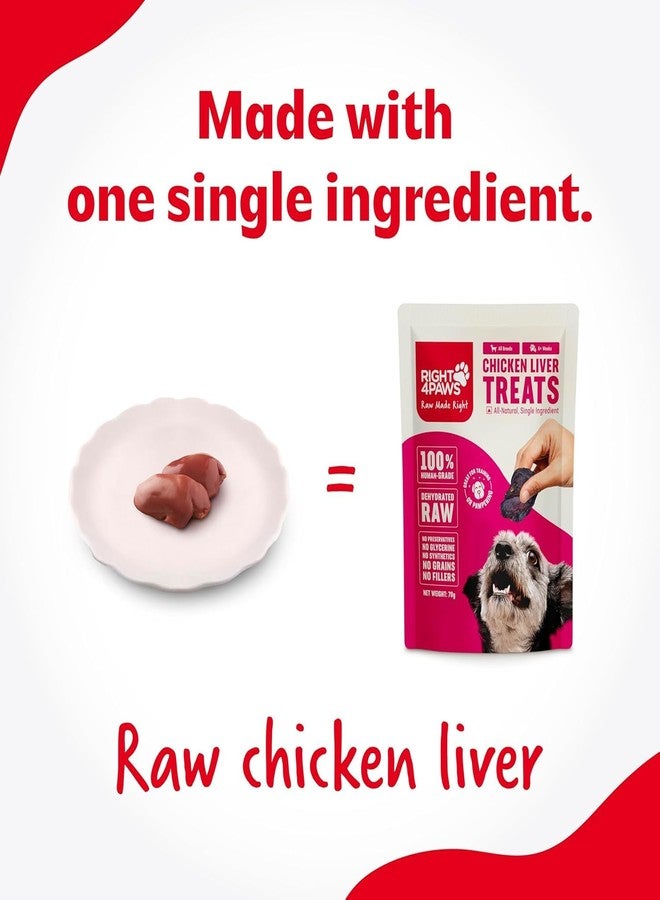 RIGHT4PAWS Chicken Liver Treats - 100% Natural & Raw, Gently Dehydrated, Grain-Free, Human-Grade Animal Meat for Dogs, 70g (Pack of 3) - Image 4