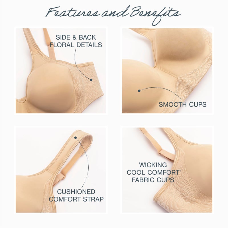 PLAYTEX Womens 18 Hour Side & Back Smoothing Wireless Bra, Cool Comfort Wire-free Single Or 2-pack Bras, Nude, 42C US - Image 4