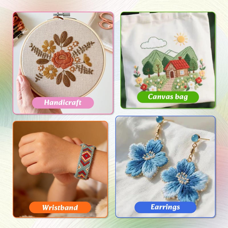 LOVIMAG Embroidery Thread Floss 180p Colors Skeins Friendship Bracelet String Making Bracelets Cross Stitch Kit Supplies Thin Yarn Sewing Patterns Strings Cotton Crochet Braces Wrap Rainbow Crafts - Image 5