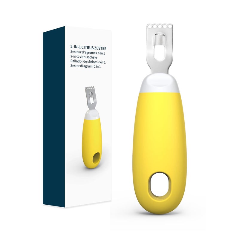KITCHENDAO Citrus Lemon Peeler Zester Tool to Save Effort, Ultra Sharp Lemon Rind Twist Peeler Tool Bar Bartender Lime Stripper for Cocktails Kitchen, Yellow