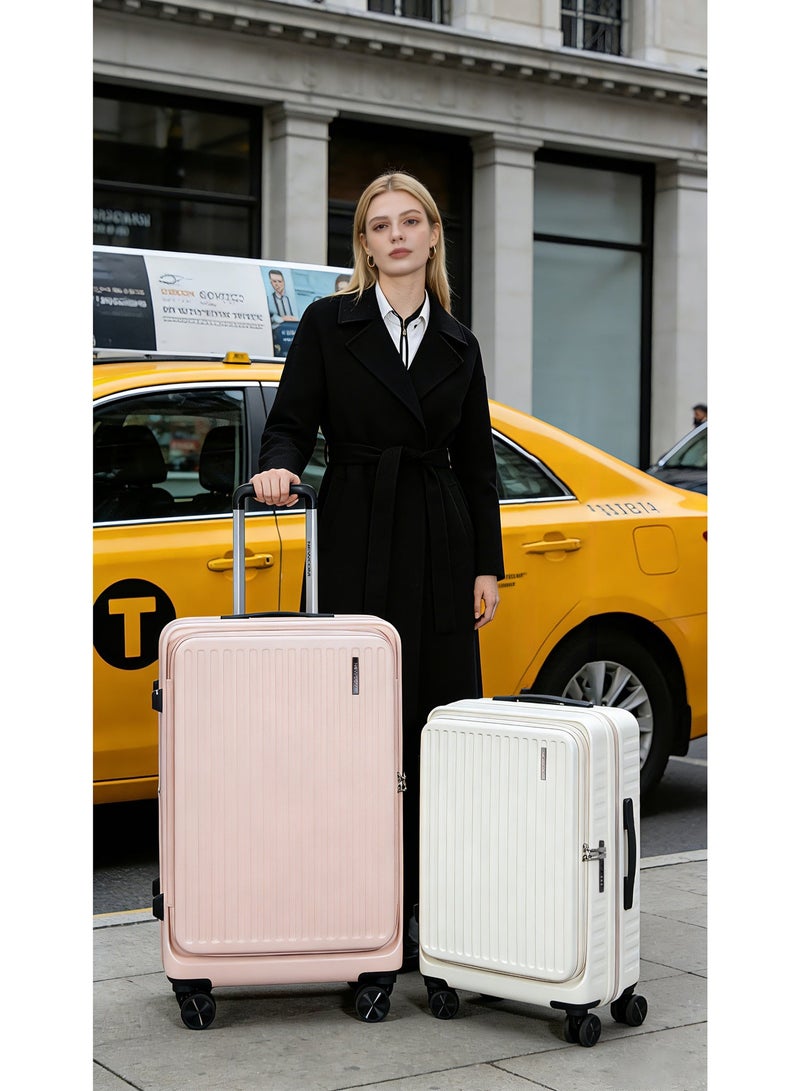 NEWCOM Travel Luggage PC Carry-on TSA Luggage with Front Open Laptop Compartment Pocket Framed Suitcase 20/24/28 With Spinner Wheels Large Capacity Checked-in Luggage - Image 2