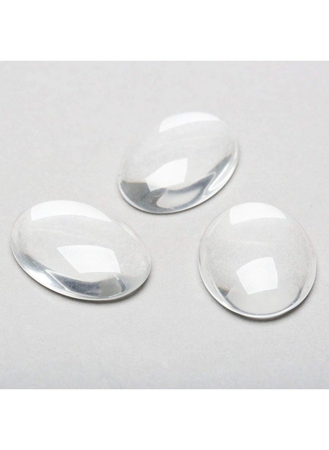 Dophee Oval Glass Cabochon For Jewelry Making Clear Dome Tiles Cabochons With Flat Back Dome Bead Cameo Cabochon Tile For Diy Craft Photo Pendants Rings Necklace 25X18Mm 50Pack  - Image 2