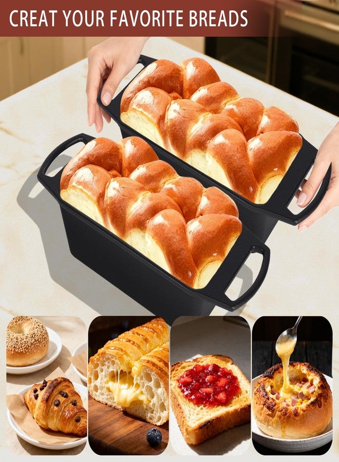 KEESHA 9"×5" Inch Cast Iron Loaf Pan with Lid, 2 in 1 Sourdough Bread Pans for Baking, Cake, Meatloaf and Homemade Bread, Even Heat Distribution, 2 Pack - Image 3