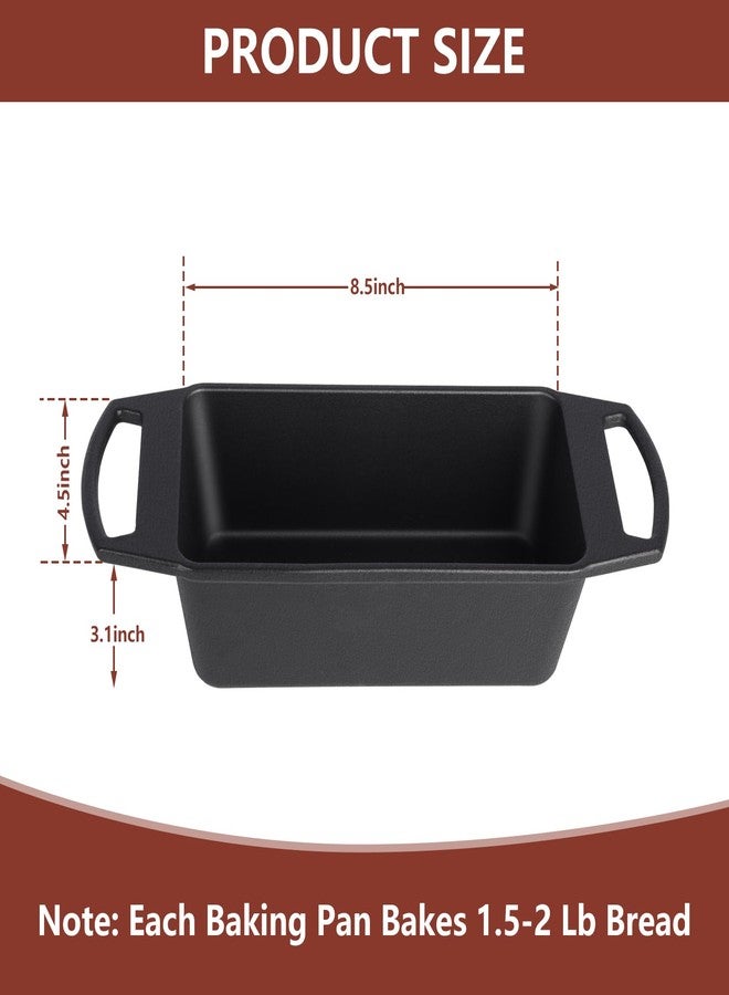 KEESHA 9"×5" Inch Cast Iron Loaf Pan with Lid, 2 in 1 Sourdough Bread Pans for Baking, Cake, Meatloaf and Homemade Bread, Even Heat Distribution, 2 Pack - Image 2