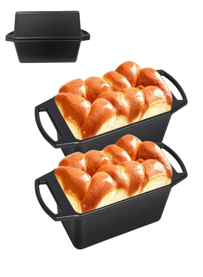 KEESHA 9"×5" Inch Cast Iron Loaf Pan with Lid, 2 in 1 Sourdough Bread Pans for Baking, Cake, Meatloaf and Homemade Bread, Even Heat Distribution, 2 Pack - Image 1