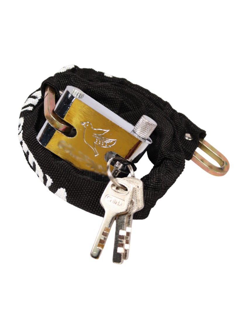 Toshionics قفل سلسلة دراجة ثقيل مع مفتاح T114637 | سلسلة فولاذية بطول 83 سم مع غلاف نايلون | قفل مضاد للسرقة للدراجة، الدراجة النارية، السكوتر، البوابة والأمان الخارجي باللون الأسود - Image 3