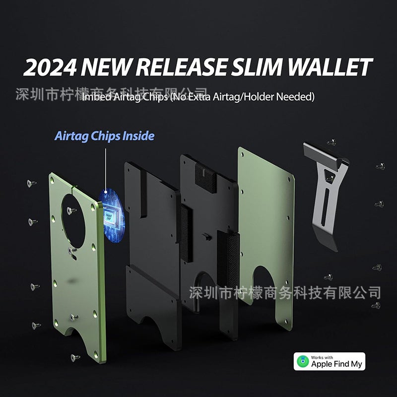 Airtag Metal Wallet Simple Wallet With Built-In Airtag Chip Support Credit Card With Rfid Lock - Image 3