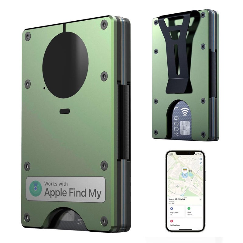 Airtag Metal Wallet Simple Wallet With Built-In Airtag Chip Support Credit Card With Rfid Lock - Image 2