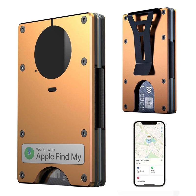 Airtag Metal Wallet Simple Wallet With Built-In Airtag Chip Support Credit Card With Rfid Lock - Image 1