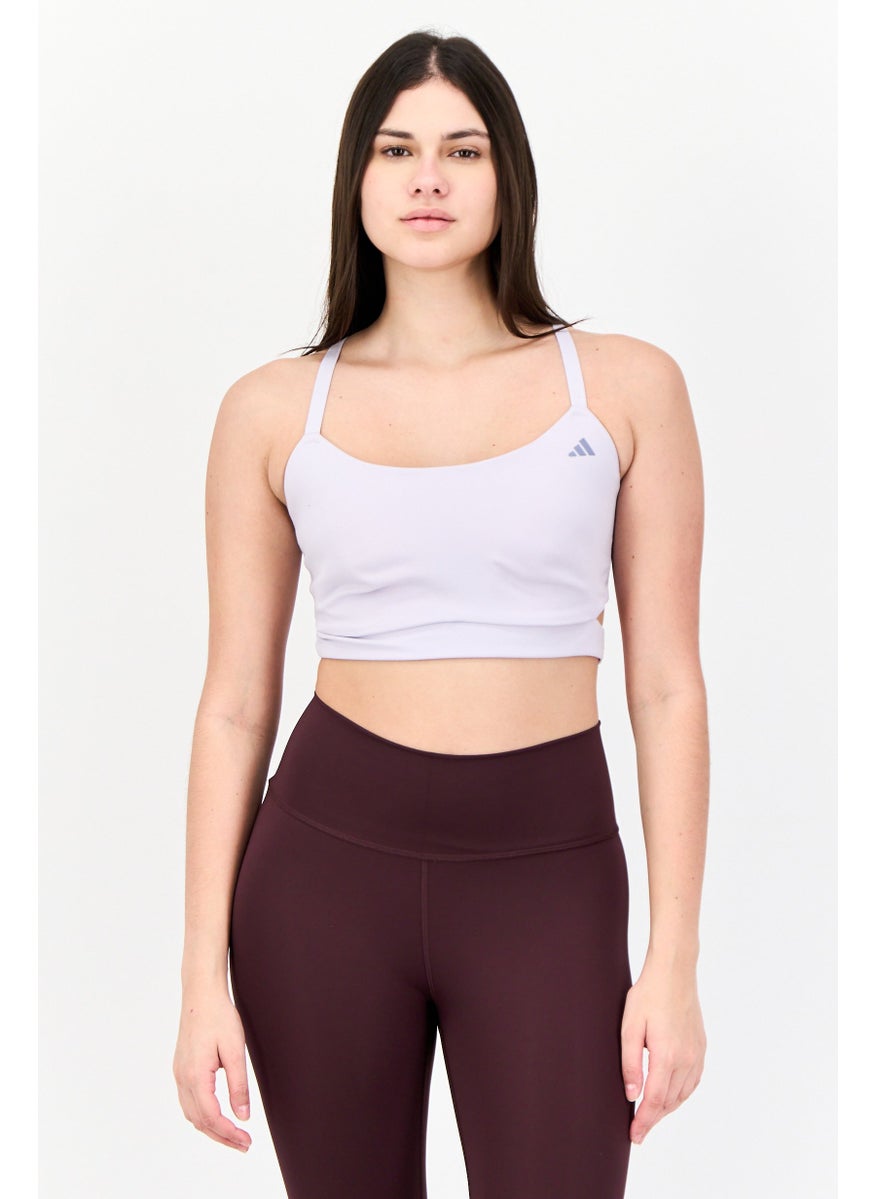 Adidas Women Lightly Padded Solid Training Sport Bra, Lilac  - Image 1