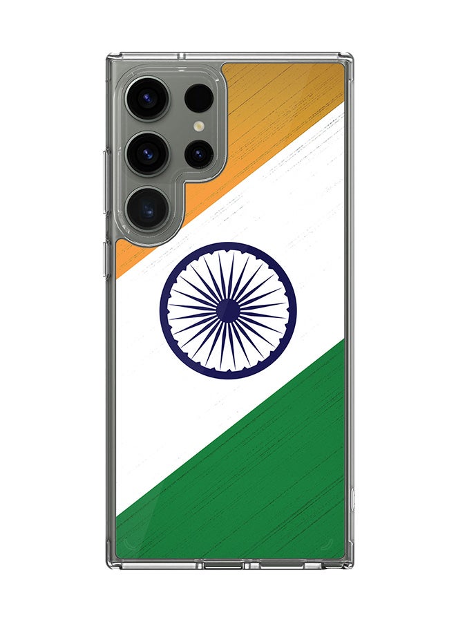 Stylizedd Classic Clear Case for Samsung Galaxy S24 Ultra , Hybrid Soft Case Flexible Edges TPU PC Gel Thin Transparent Cover - Flag Of India Full Print - Image 1
