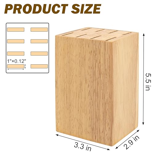 RedCall 8 Slots Steak Knife Block Holder, 5.5" Wooden Small Knife Block without Knives,Compact and Space Saving Storage Knife Holder for Counter Top (Natural-1) - Image 3