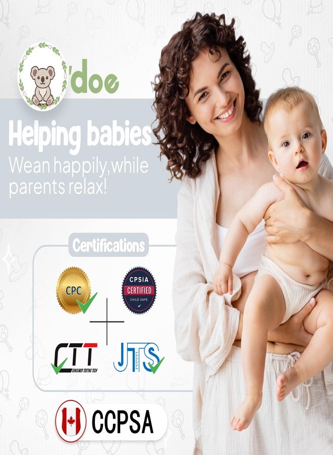 O'doe 11-Piece BPA-Free Silicone Baby Feeding Set | Thick & Soft Suction Plates, Baby Food Bowl, Wooden Fork & Spoon, and More | Make Mealtime Fun and Easy for Your Little One | Grey V1 - Image 2