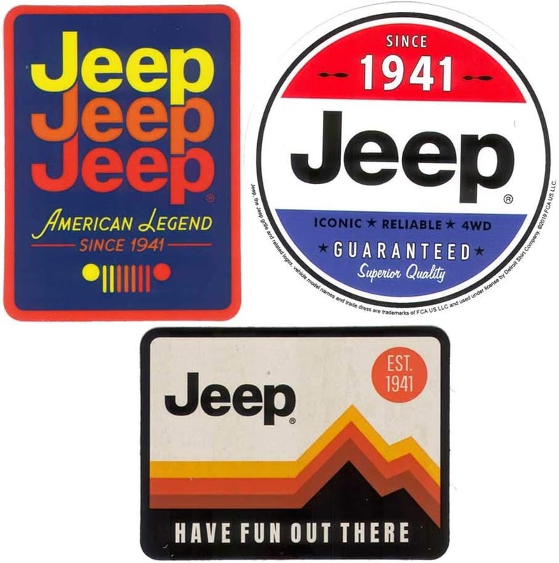 3Pack Jeep Logo Stickers  American Legend Since 1941 Have Fun Out There Guaranteed Since 1941  Licensed and Authentic