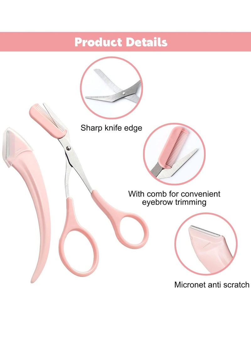 2Pcs Eyebrow Scissors with Comb,Professional Precision Eyebrow Trimmer Set,Eyebrow Razor,Non Slip Eyebrow Trimming Scissors Small Eyebrow Grooming Kit Hair Removal Beauty Tool for Women Men(Pink) - pzsku/ZD3C3E893CE75A2E7930CZ/45/_/1736163283/358aed88-5c32-456d-8726-2025866984a0