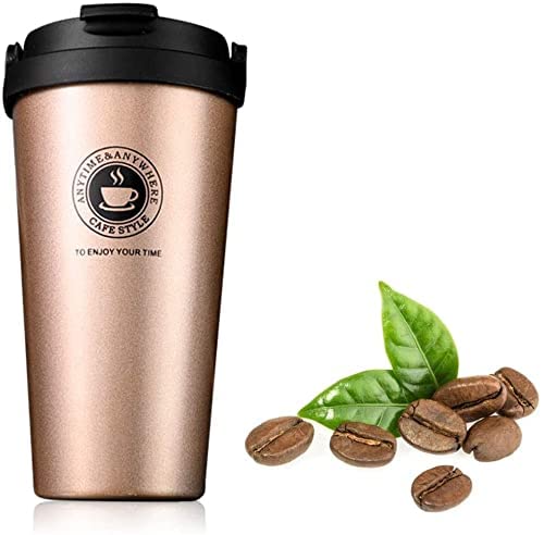 FYCAN Stainless Steel 500ML Coffee Mug Insulated Coffee Cups Double Walled Travel Mug Vacuum Insulation with Leakproof Lid Reusable Thermal Cup for Hot Cold Drinks Coffee Tea Beer - Image 1