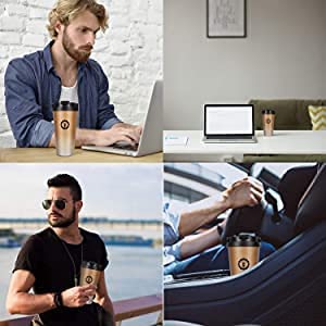 FYCAN Stainless Steel 500ML Coffee Mug Insulated Coffee Cups Double Walled Travel Mug Vacuum Insulation with Leakproof Lid Reusable Thermal Cup for Hot Cold Drinks Coffee Tea Beer - Image 4