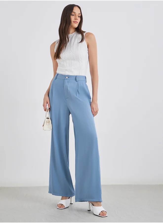 Styli Styli Tailored Wide Leg Denim Pants
